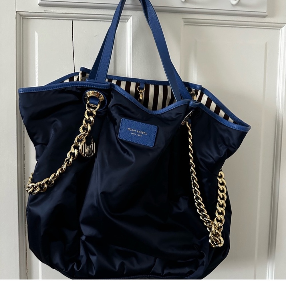 Henri Bendel Limited Edition Nylon Tote Bag - Gold-Tone Strap Rare Designer